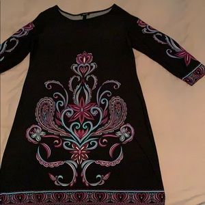 Black patterned shift dress